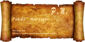 Pakó Mariann névjegykártya